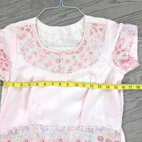 Pink Cutwork Embellished Women's Indian inspired Dress - M Excellent Condition - Picture 3 of 5